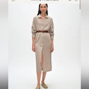 White + Warren Cashmere Collared Duster Cardigan